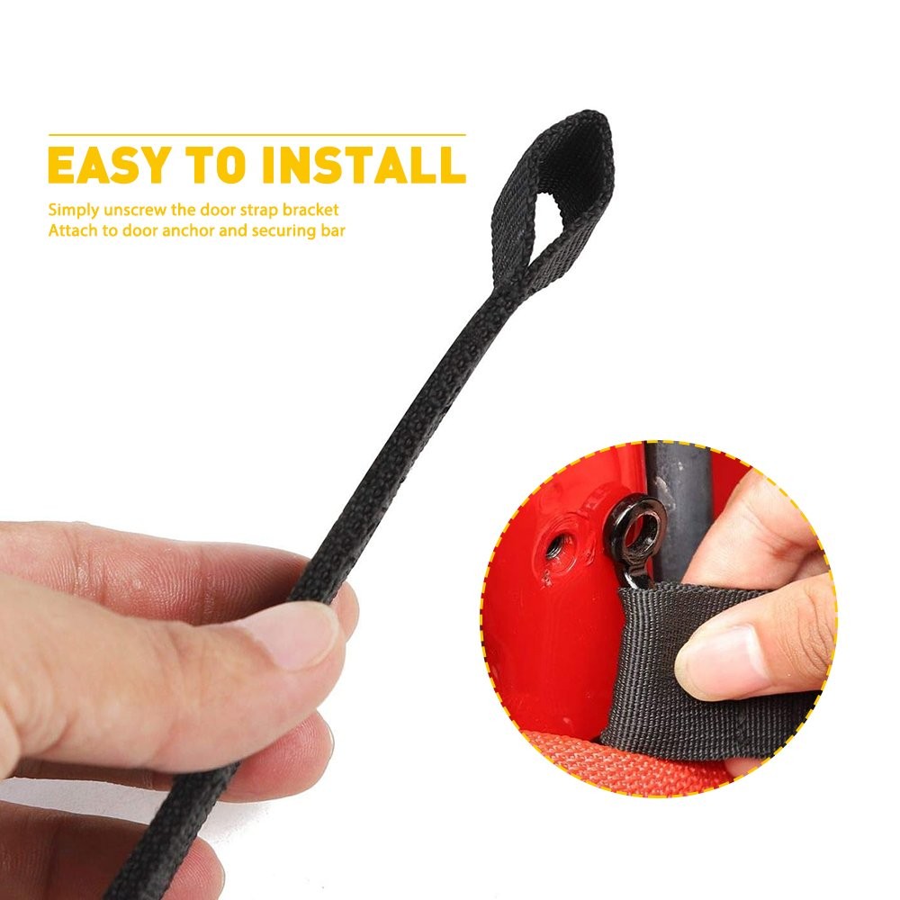 Pair Black Adjustable Door Limiting Straps For Jeep 1955-2006 Wrangler CJ/TJ/YJ