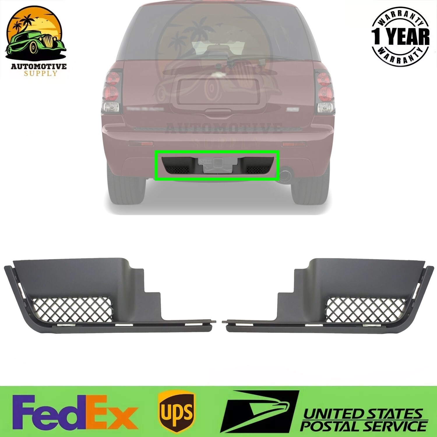 New Rear Bumper Filler Left &Right Side Primed For 2006-09 Chevrolet Trailblazer