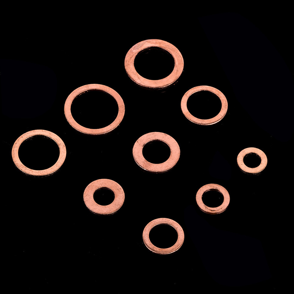200pcs Engine Oil Drain Plug Copper Crush Washer Seal O-Ring Gasket 9 Sizes Box