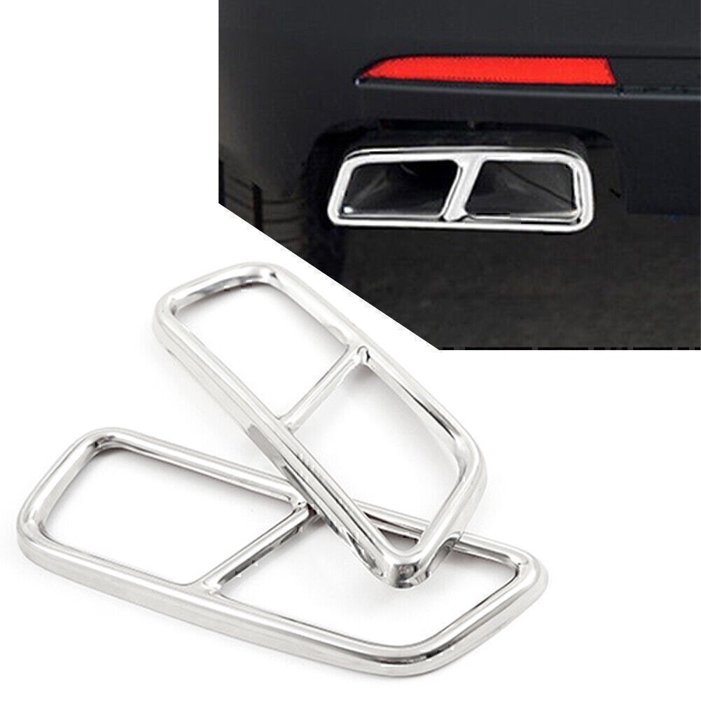 Siver Steel Rear Exhaust Muffler Tail Pipe Cover Trim For Cadillac XT5 2016-2020