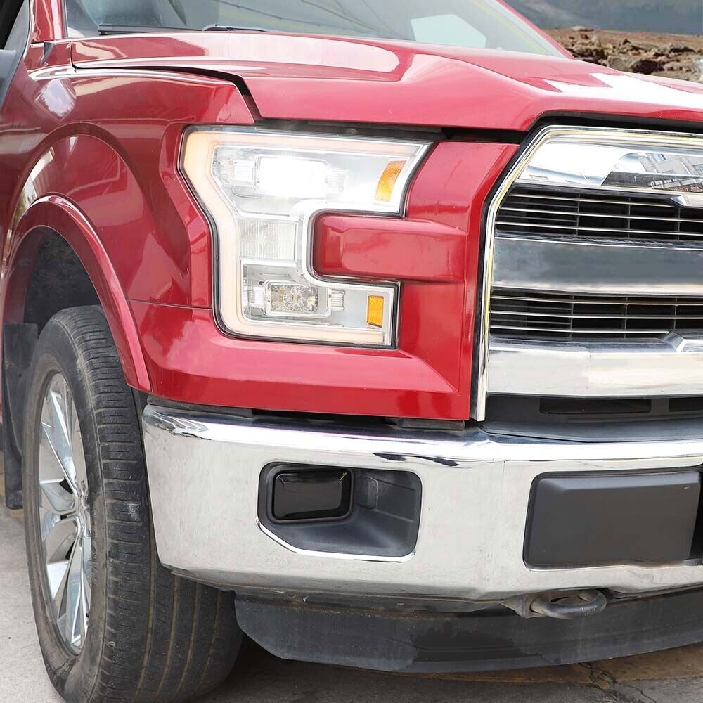 Smoked Black Front Fog Light Lamp Cover Trim For Ford F150 2015-2020 Accessories