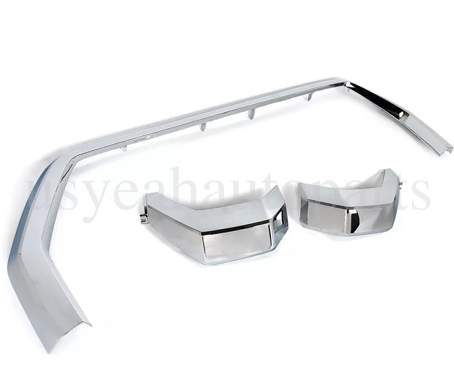 Sliver Front Bumper Grille Trim Molding Surround For 2022-2024 Toyota Tundra