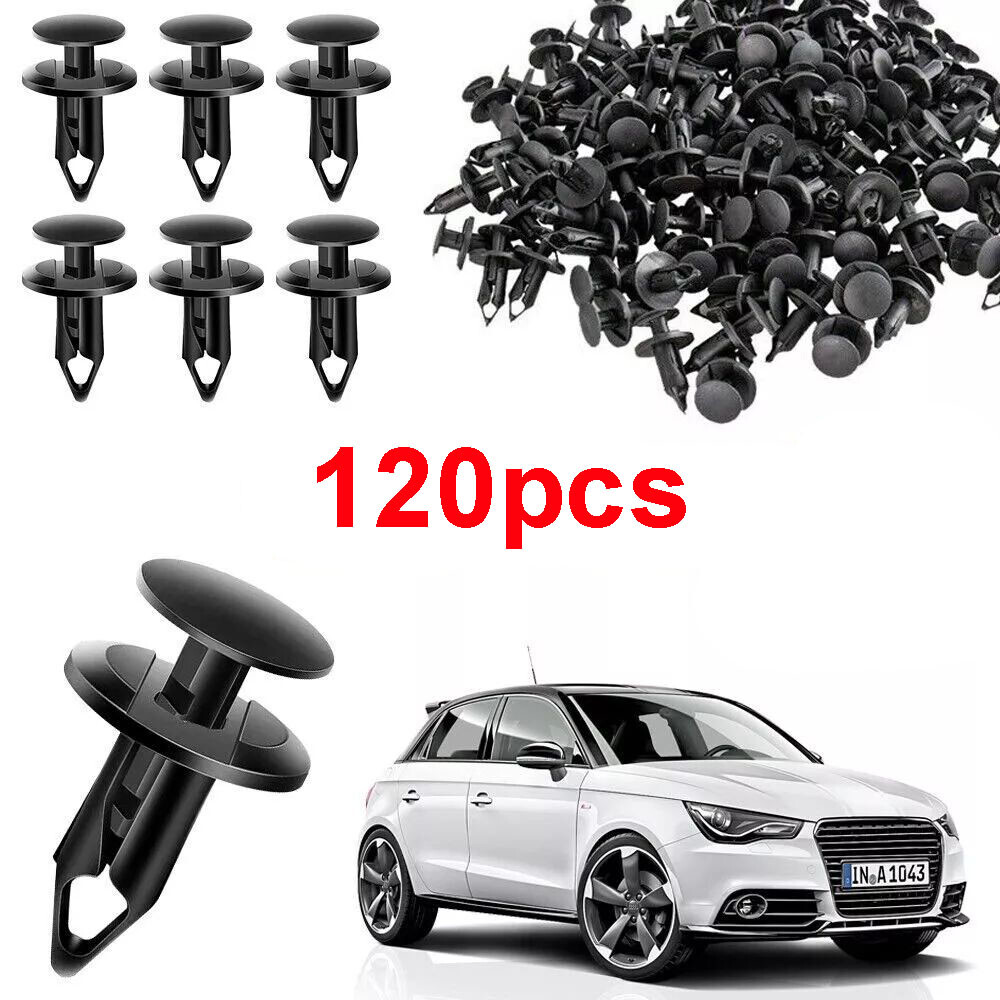 120PCS x 10mm Bumper Clips Retainer Auto Car Plastic Rivets Fastener Fender Push