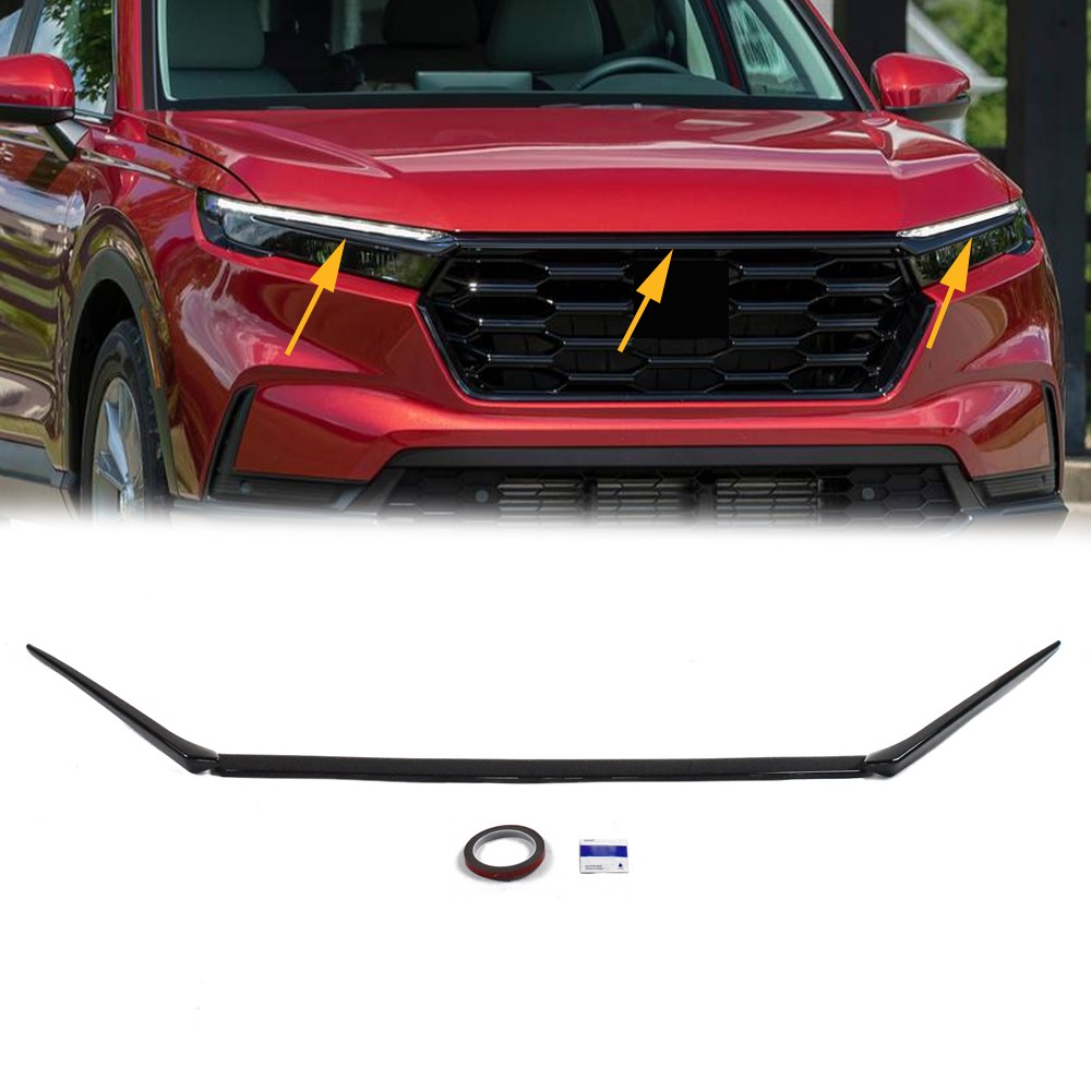 For Honda CR-V 2023 2024 2025 ABS Black Front Bumper Engine Lid Grill Cover Kit