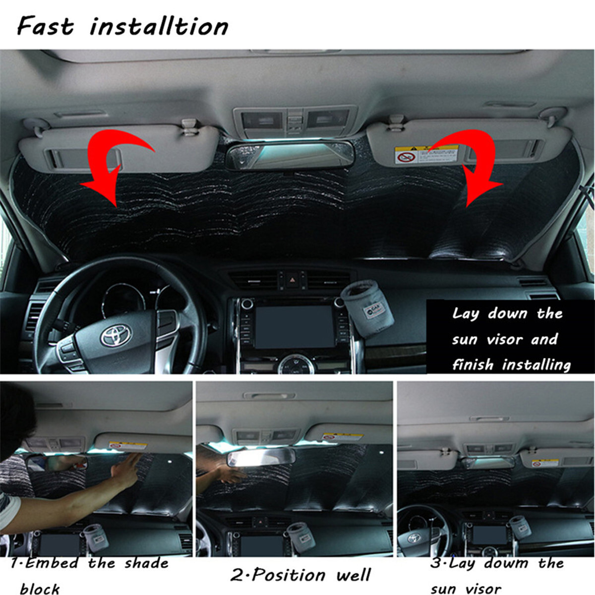 Car Window Windshield Cover Sun Visor Foldable Sun Shade Cartoon Eyes Styling