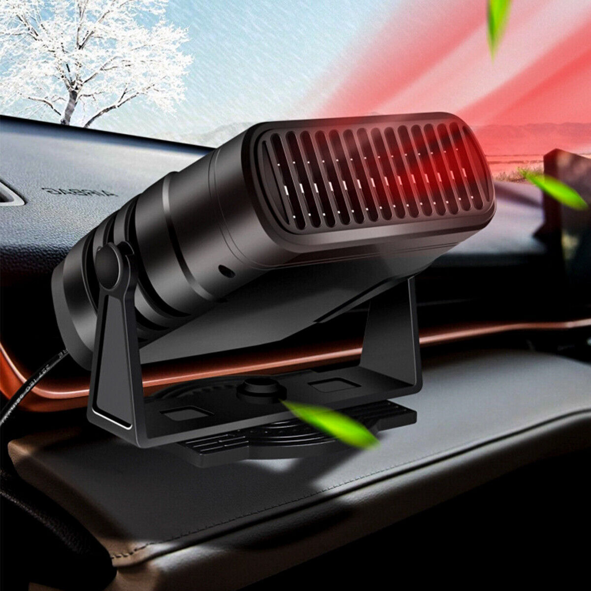 12V Black Portable Electric Car Heater Heating Fan Defogger Defroster Demister