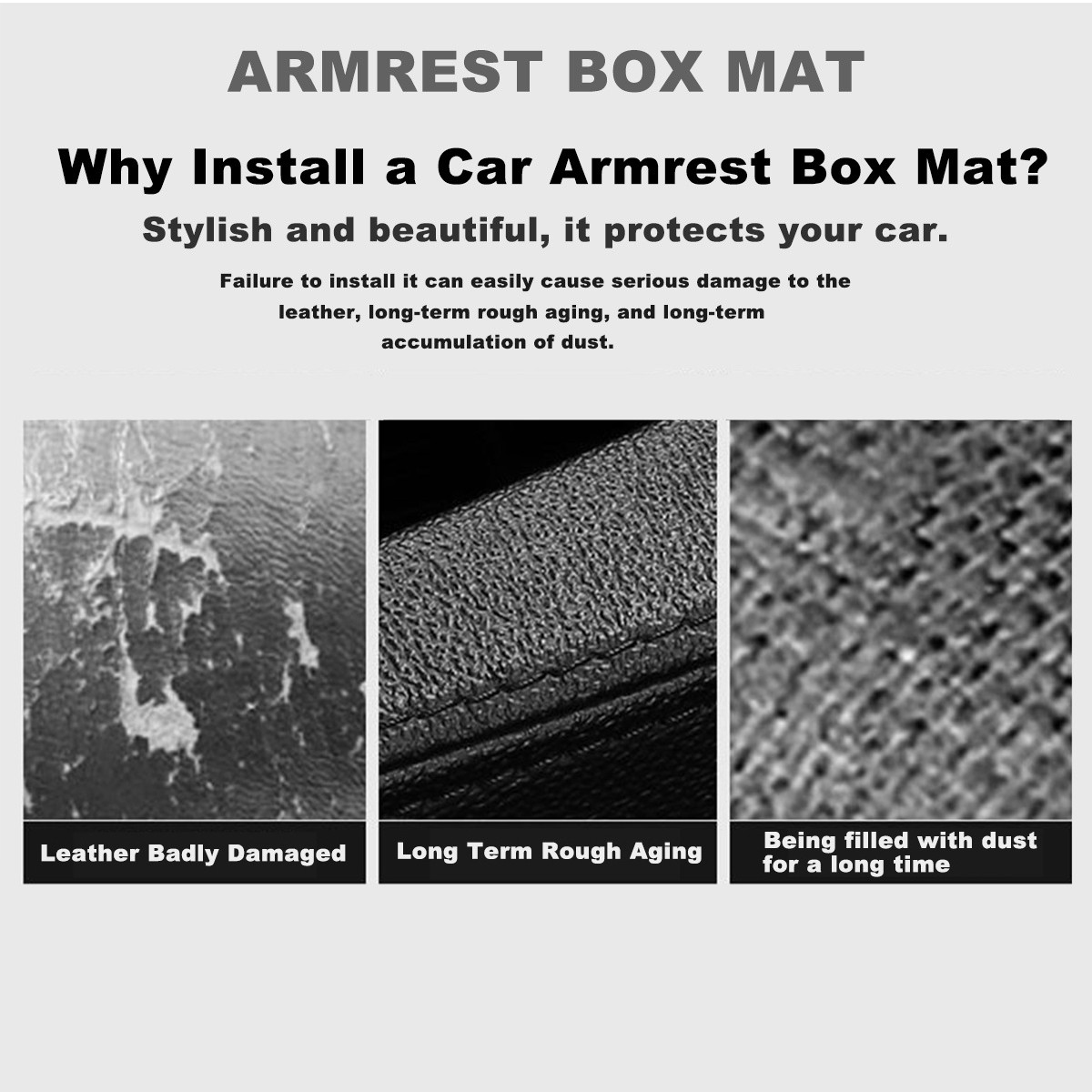 Car Armrest Pad Center Console Box Cover Protector Cushion Accessories Leather