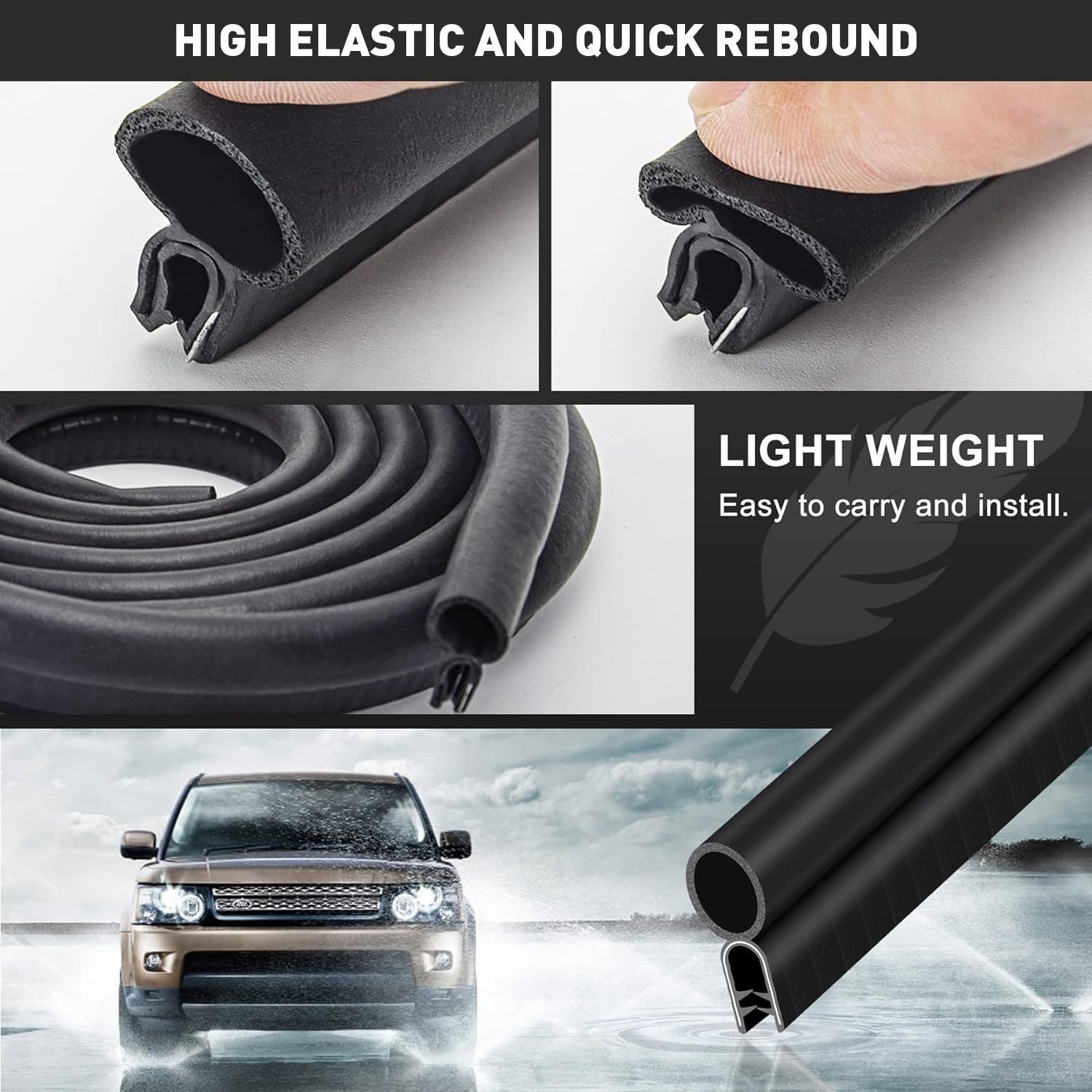 Black 4M U Shaped Rubber Seal Car Door Edge Guard Molding Trim Protectors Strip