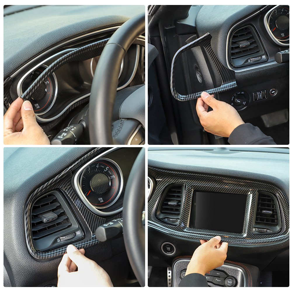 Central Control Frame Dashboard Panel Cover Trim Full Kit for Challenger 2015 up