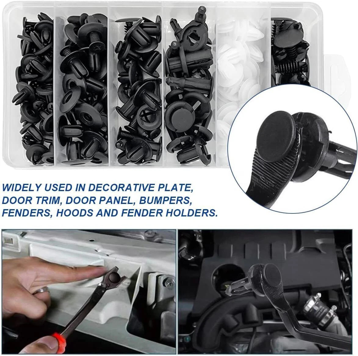 Push Fastener 6 Size Auto Body Retainer Clips Bumpers Car Fender Replacement