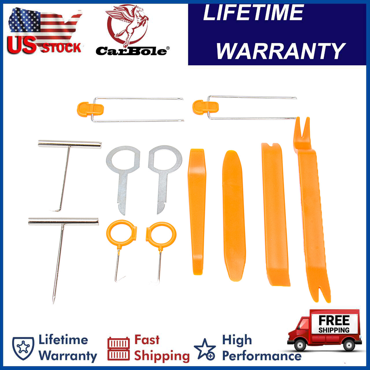 Removal Car Door Trim Tool Pry Panel Dash Radio Body Clip Installer 12 PCS Kit