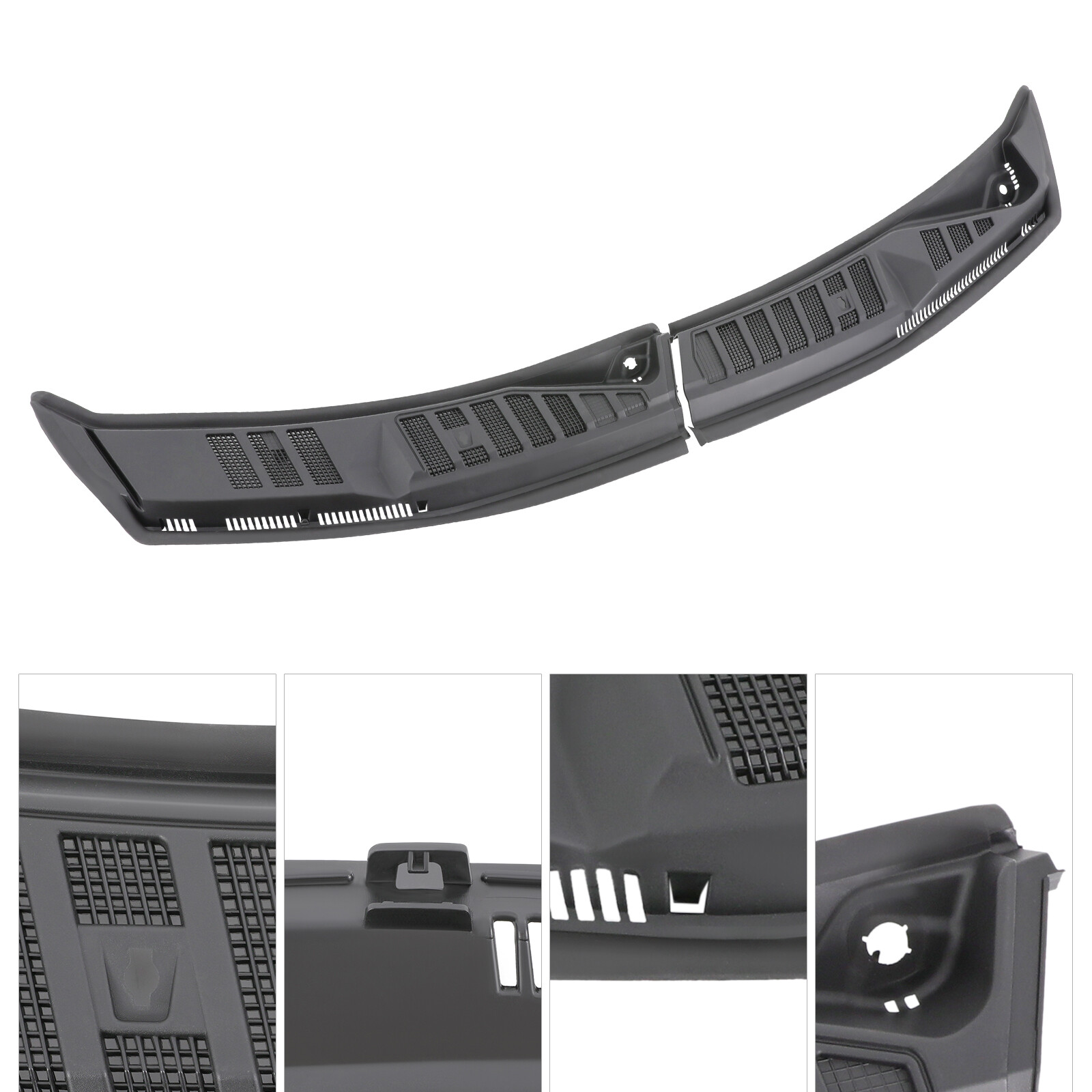 Windshield Wiper Cowl Grille for Ford F-150 2015-2020 Black Plastic Rubber