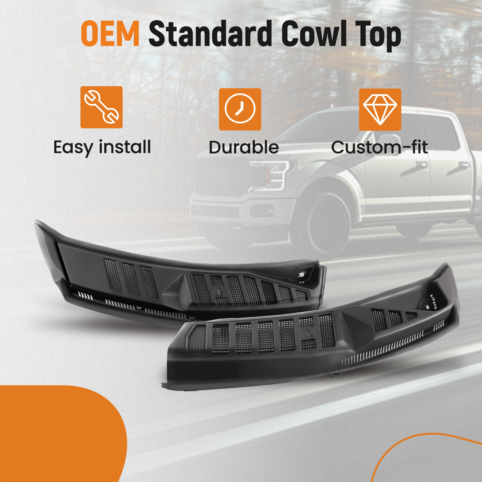 Windshield Window Wiper Cowl Cover Panel Left & Right for Ford F-150 2015-2020