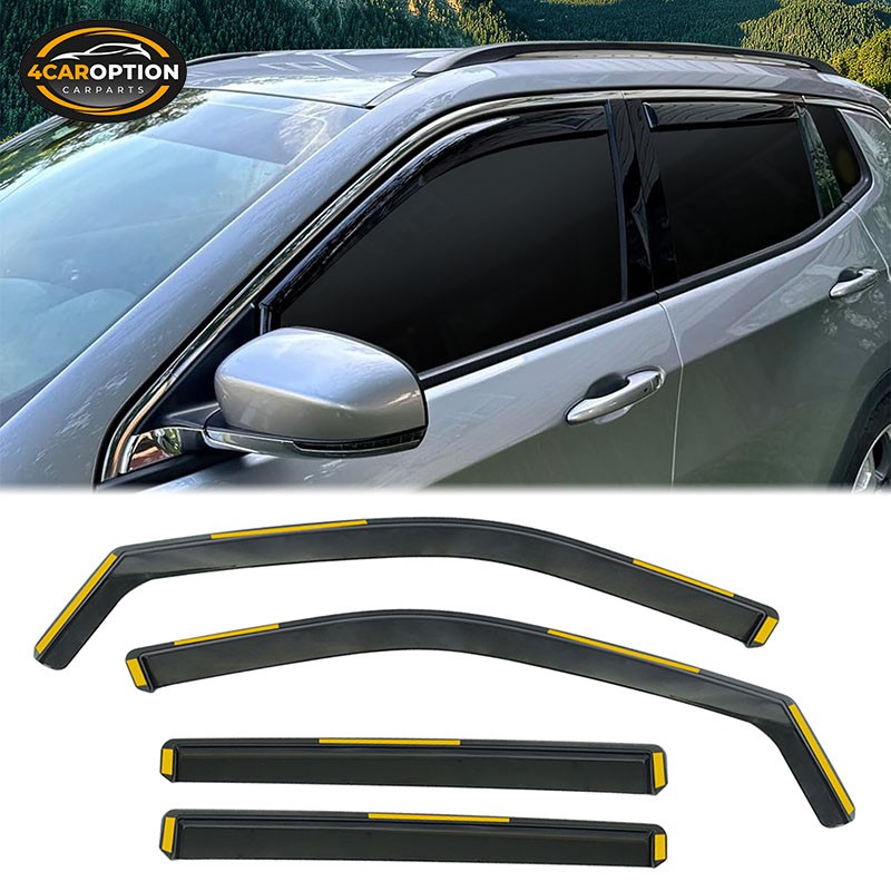 In-Channel Window Visors Fits 17-26 Jeep Compass Rain Sun Guard Deflectors PC