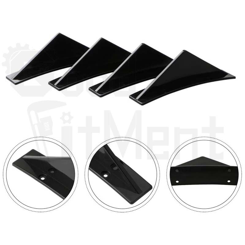 For Ford Focus 00-22 Black Curved Rear Bumper Addon Lip Diffuser Fin Spoiler