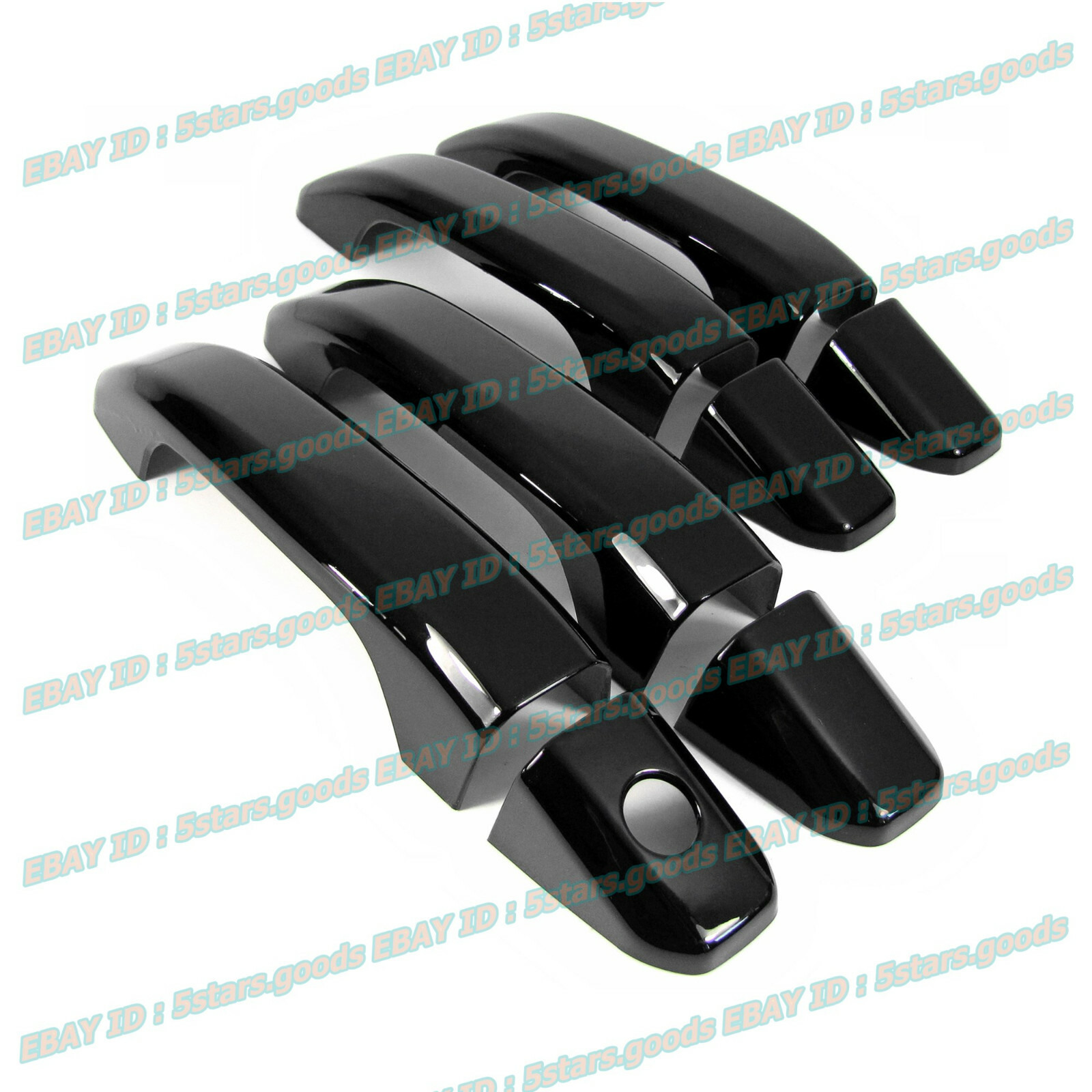 For 14-19 GMC Sierra 1500 2500 3500 HD Glossy Black Side Door Handle Covers Trim