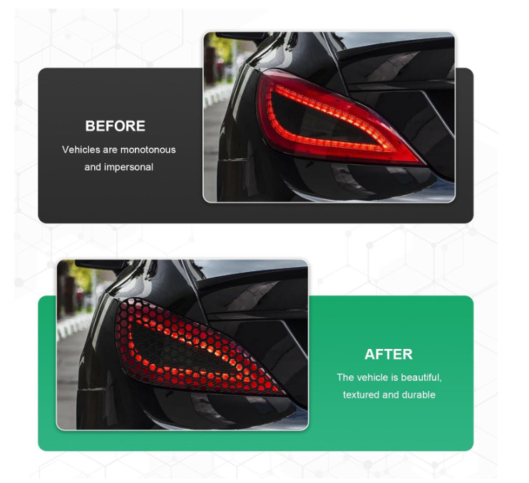 2 PCS Car Rear Tail Light Lamp Stickers Honeycomb Type Decal, 18.9″×11.8″ Waterp