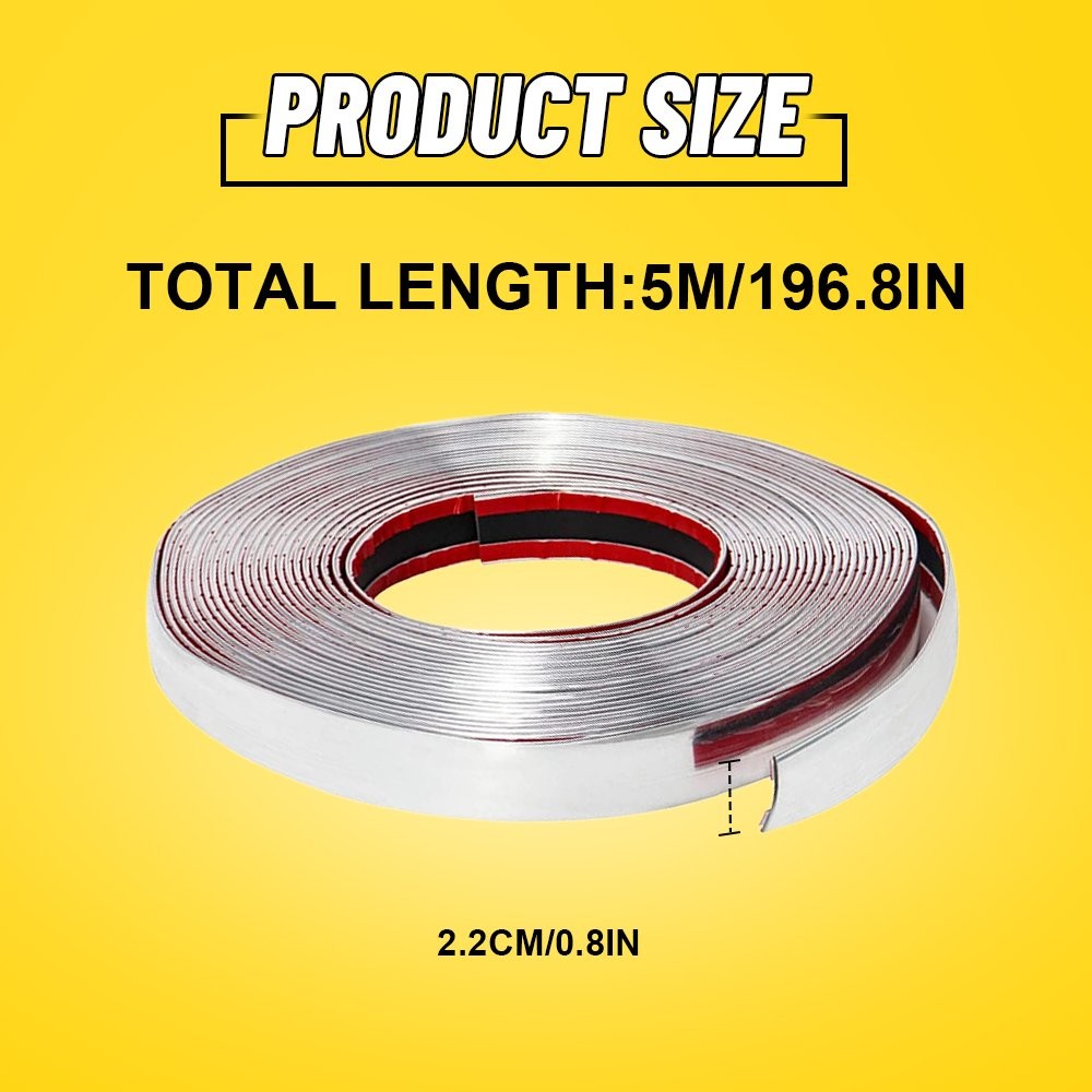 2.2cm 16ft Chrome Trim Molding Strip Car Door Window Bumper Side Trime Protector