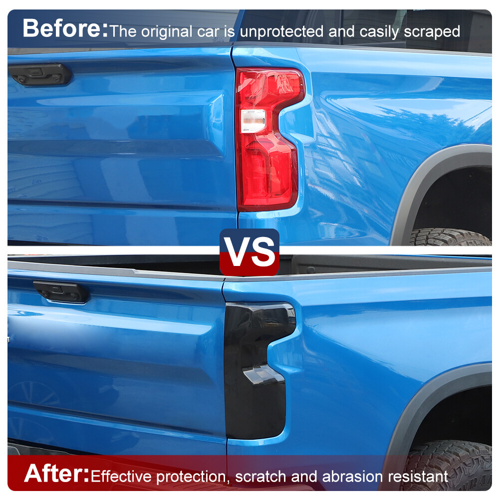 Rear Taillight Lamp Cover Trim Molded For Chevy Silverado 2019-2024 Smoked Black