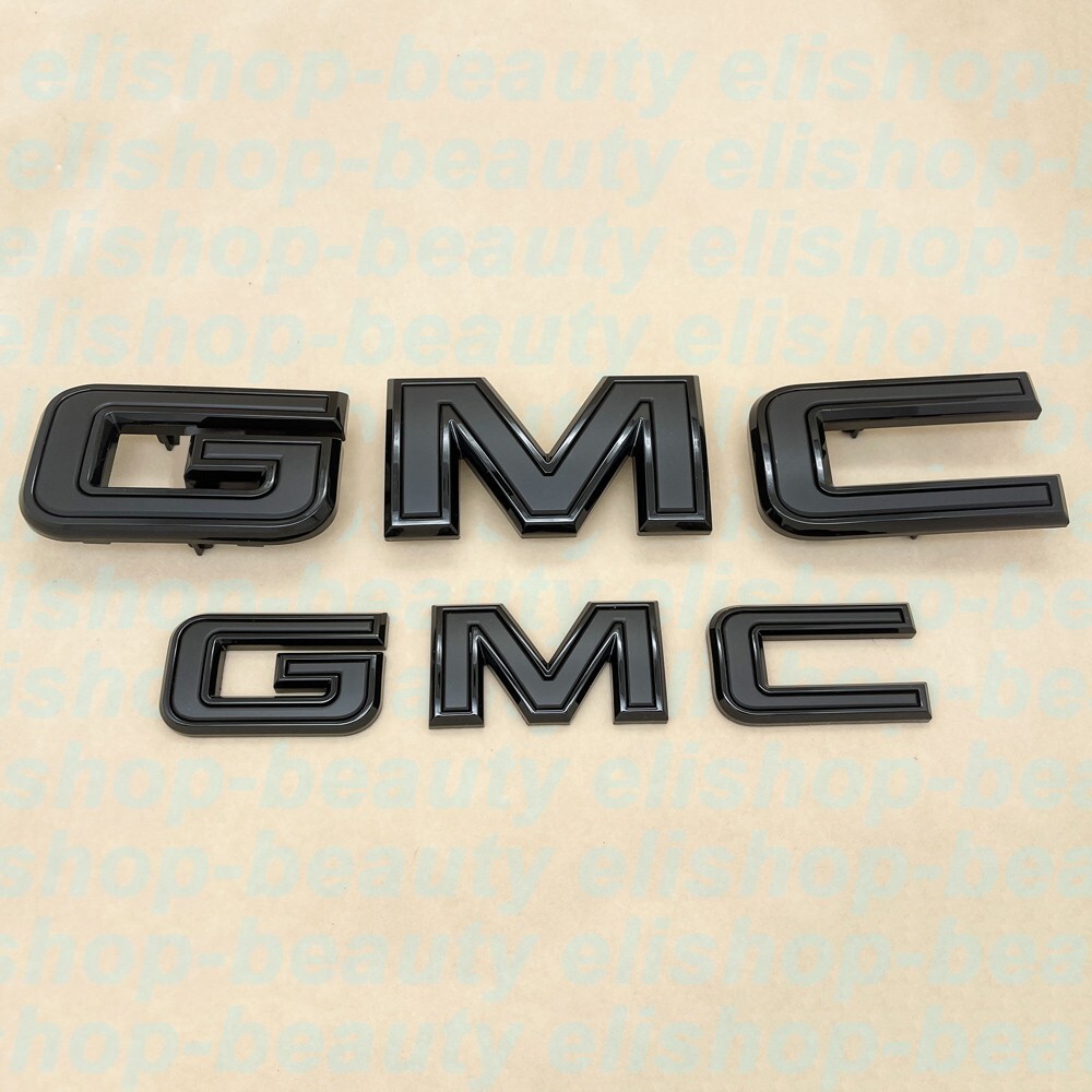 2pcs Set Front Rear Gloss Matte Black GMC Emblems Fit 2020+ Acadia 2022+ Terrain