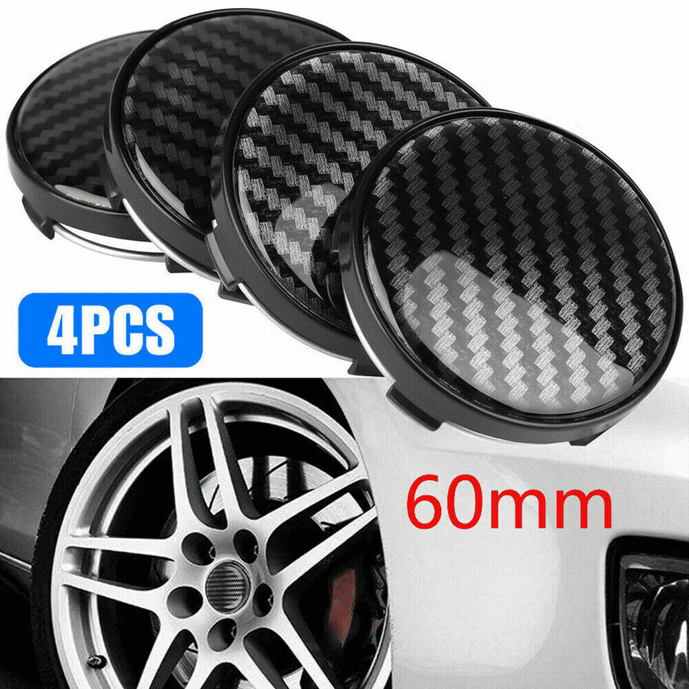 60mm Black Carbon Fiber Car Wheel Center Hub Cap Rim Hub Cover Decor Accessories