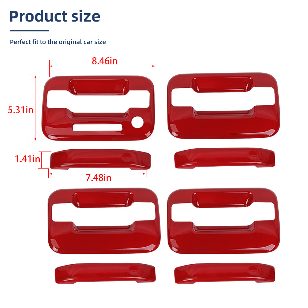 External Door Handle Shell Protect Cover Trim Red For 2004-2014 Ford F150 Raptor
