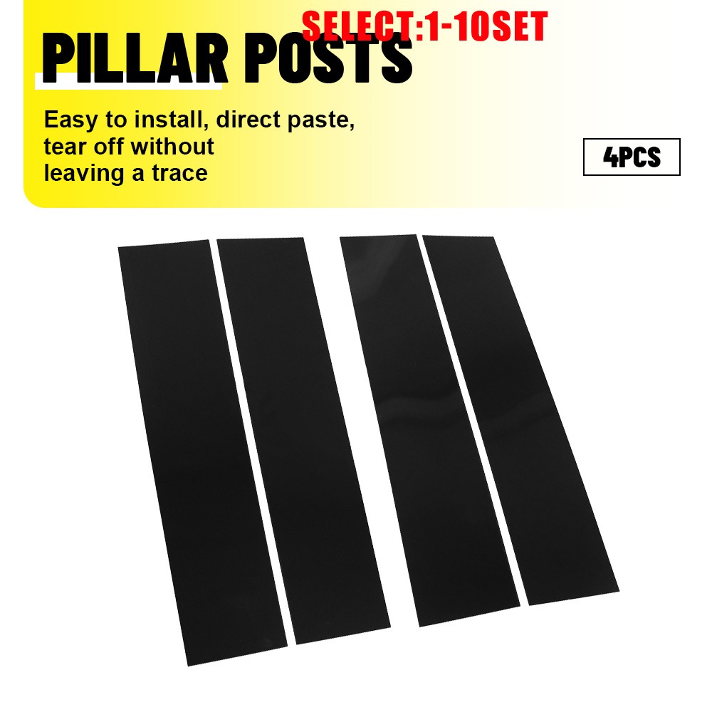 For Ford F-150 2015-21 Glossy Black B Pillar Post Door Window Covers Trim 4-40X