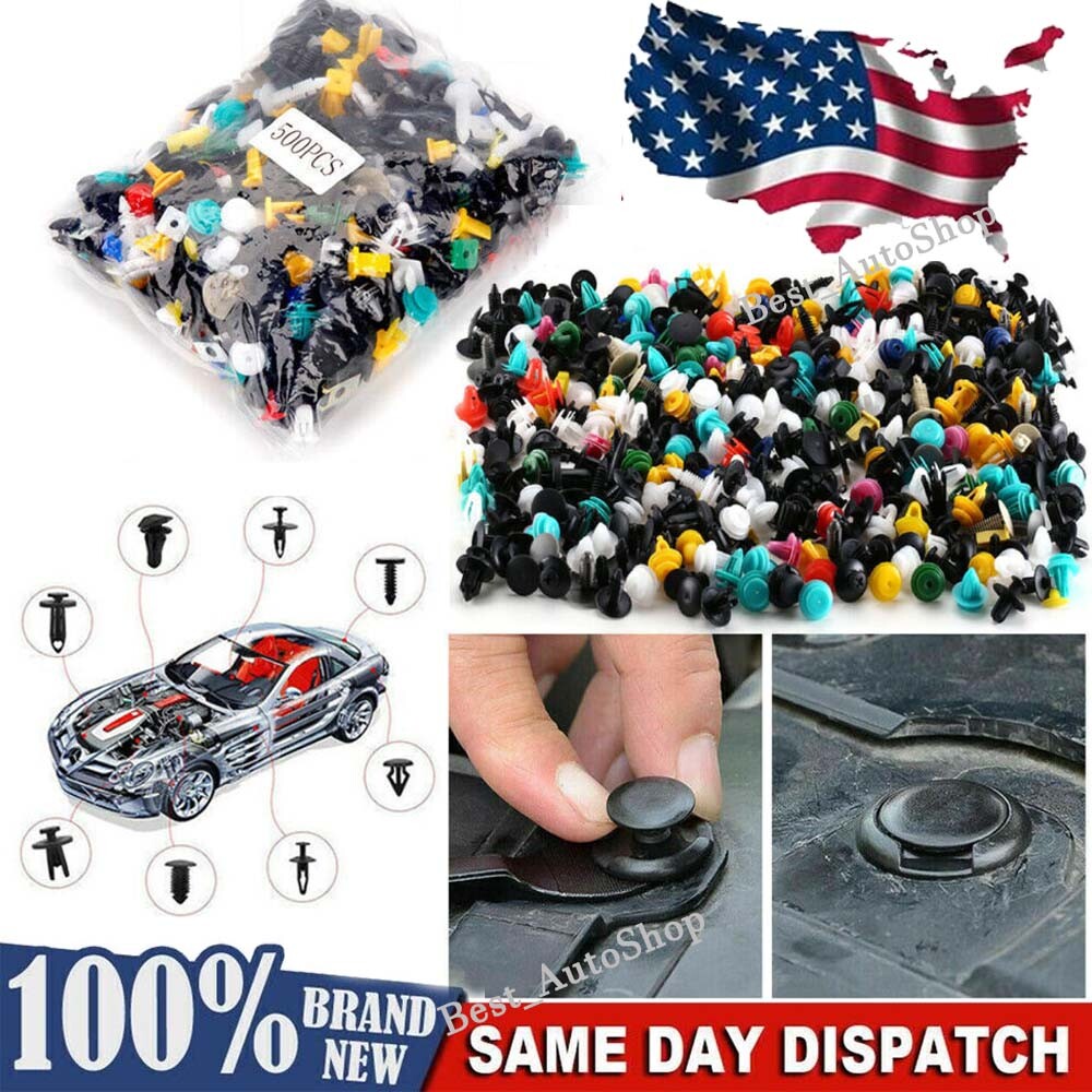Plastic Car Body Push Pin Rivet Fasteners Trim Moulding Clips Screw Set Of 500