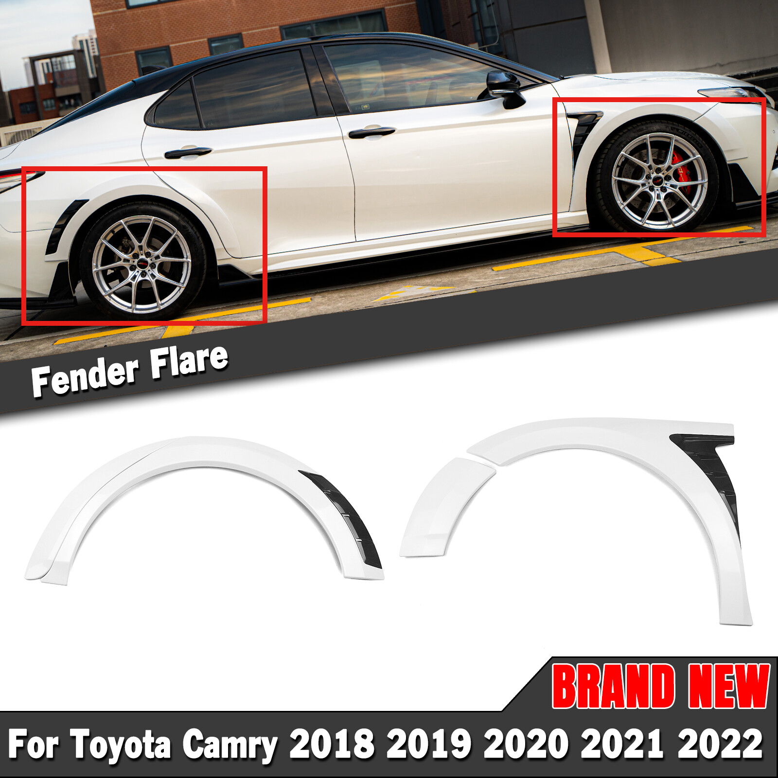 Wheel Fender Flare Frame Kit For Toyota Camry 2018-2024 SE XSE YOFER Style White