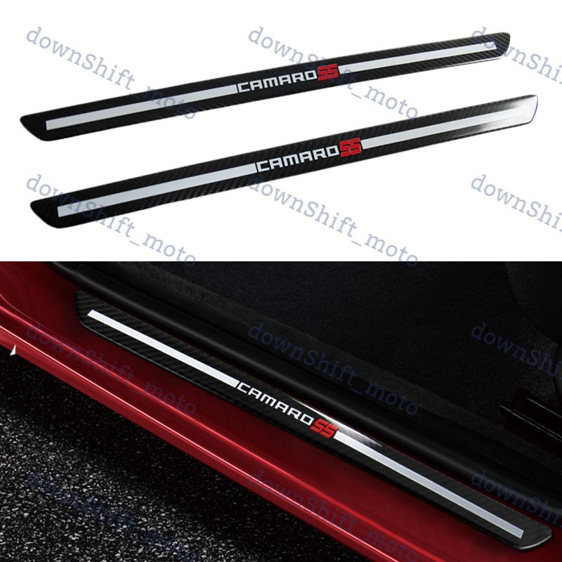 Carbon Fiber Car Door Welcome Plate Sill Scuff Cover Panel Sticker For CAMARO SS