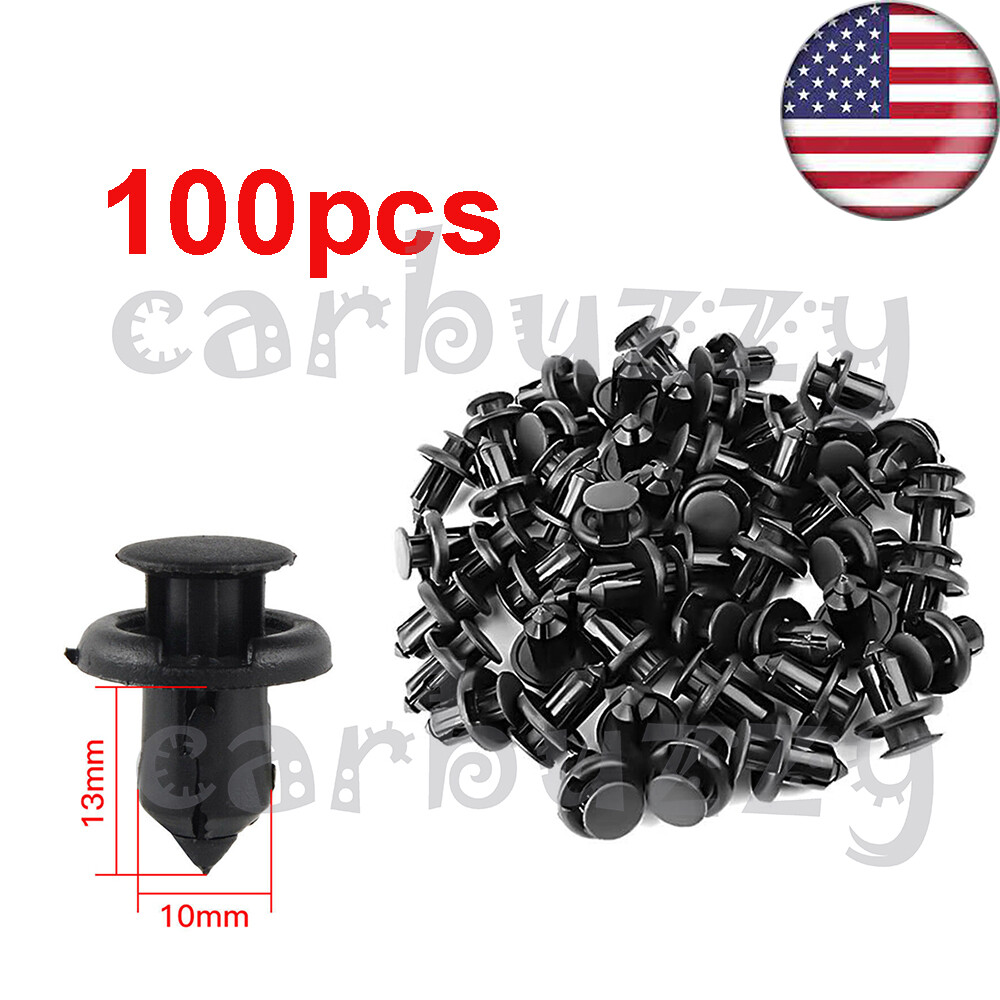 100Pcs/Set Plastic Rivet Car Fender Bumper Push Pin Clips 10mm Hole For Honda