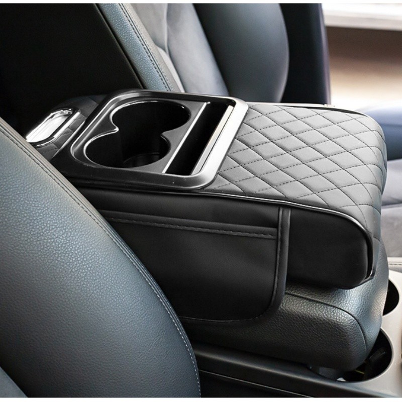 Car Arm Rest Cover Car Center Console Cover with Cup Holders and Tissue Box Slot