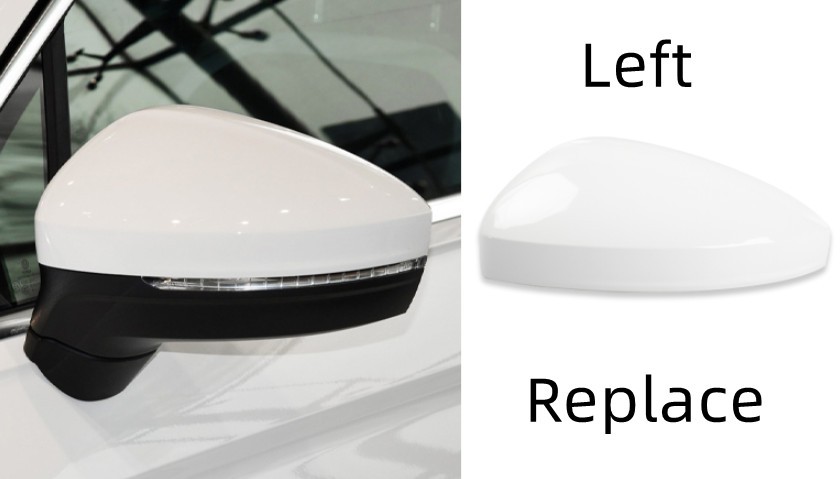 Left Rear View Mirror Cover Replace For Volkswagen Tiguan 2018-2022 White