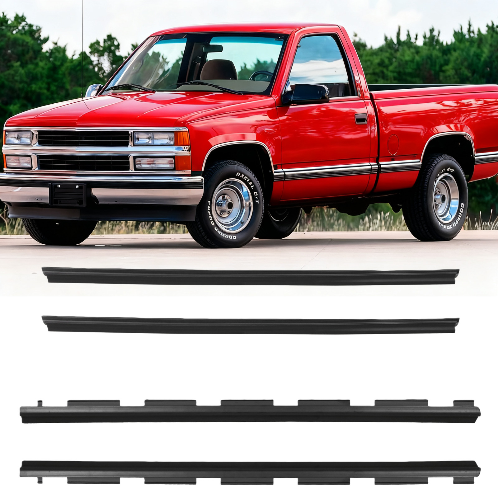 4X Inner & Outer Window Weatherstrip Seal Sweep Felt Kit For 1988-1999 Chevy/GMC