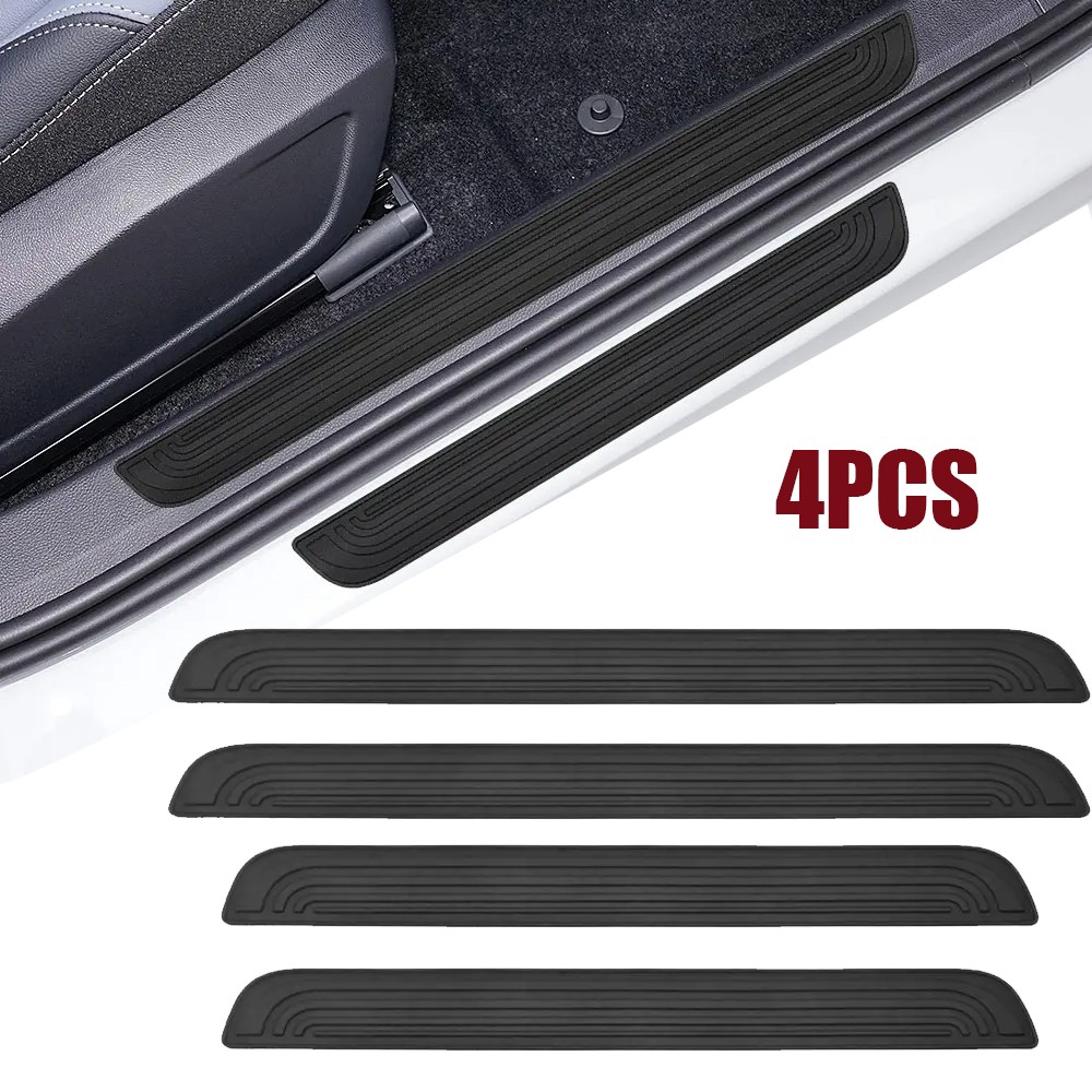 For Toyota Accessories 4PCS Car PVC Door Sill Scuff Cover Plate Protector Black