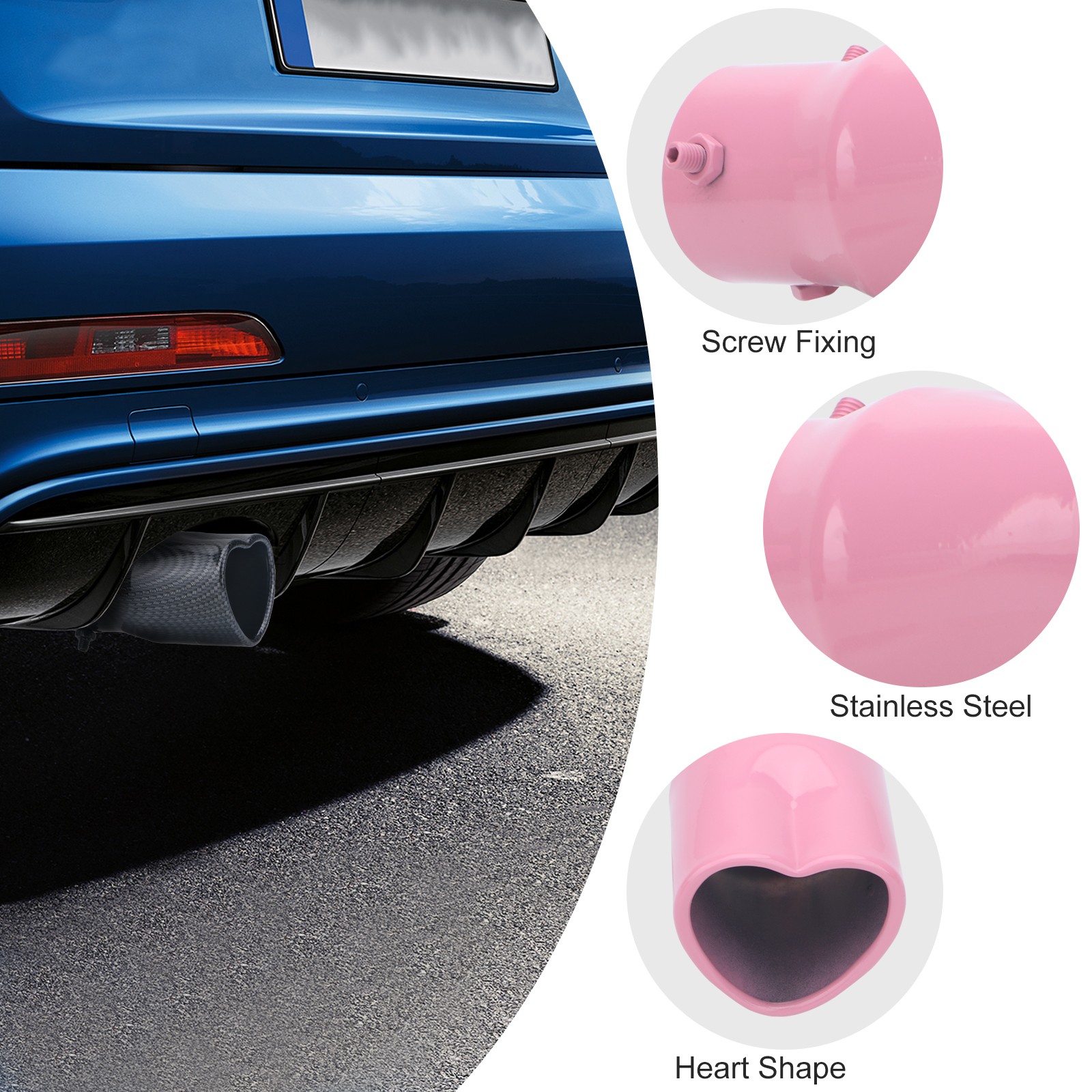 2.5″ Inlet Heart-Shaped Car Rear Exhaust Pipe Tail Muffler Tip Matte Accessories