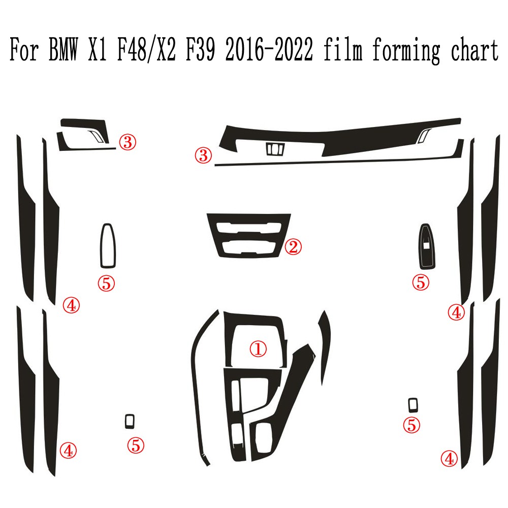 For BMW X1 X2 f48 f39 2016-2021 3D Carbon Fiber Pattern Interior DIY Trim Decals