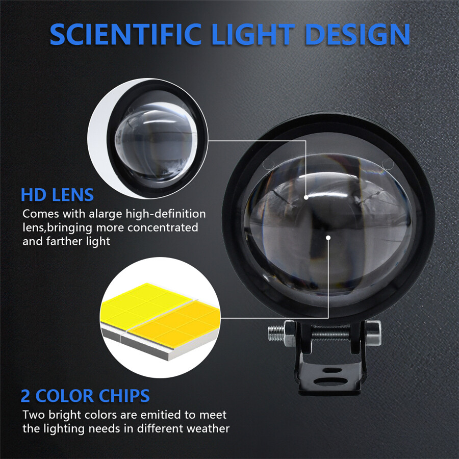 Car Spotlight Working Fog Lamp White/Yellow Color Headlight Driving Super Bright
