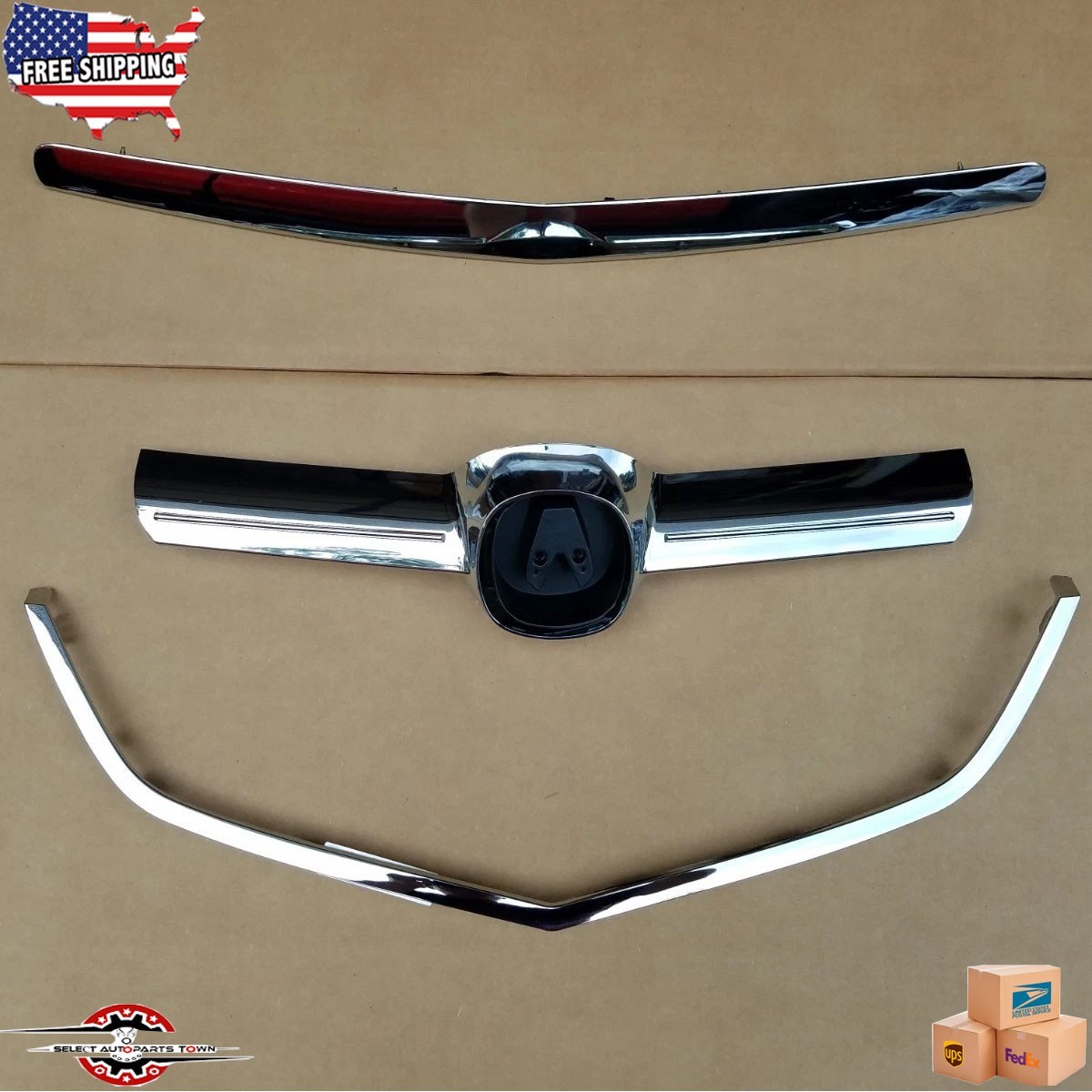 For 2004-2006 ACURA TL Front Chrome Grille Molding Trim Hood Trim Moldings Trim