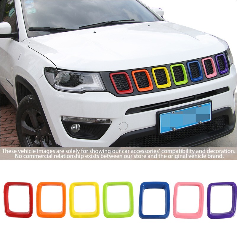 Seven Colors ABS Front Grille Inserts Mesh Cover Trim For Jeep Compass 2021 2022
