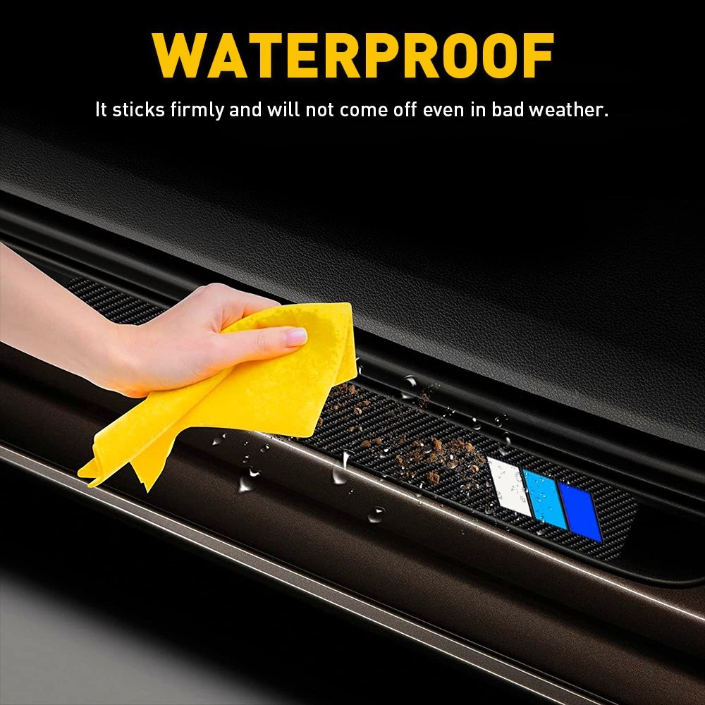 4PCS Fits For Car Toyota Door Sill Plate Protector Scuff Entry Guard Cover Blue