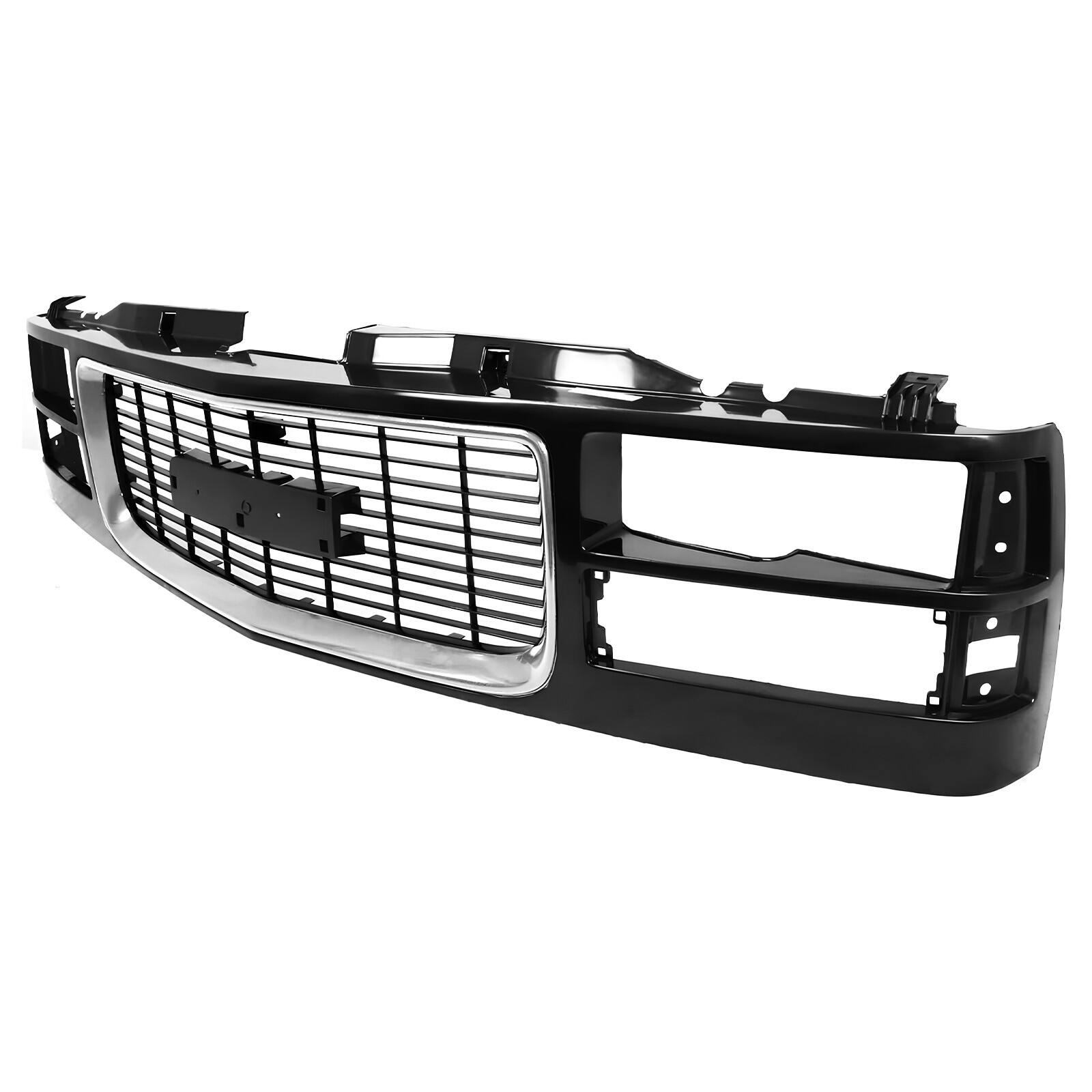 Black Grille W/ Chrome Center For 1994-98 GMC C1500 1994-00 K1500 K2500 Yukon
