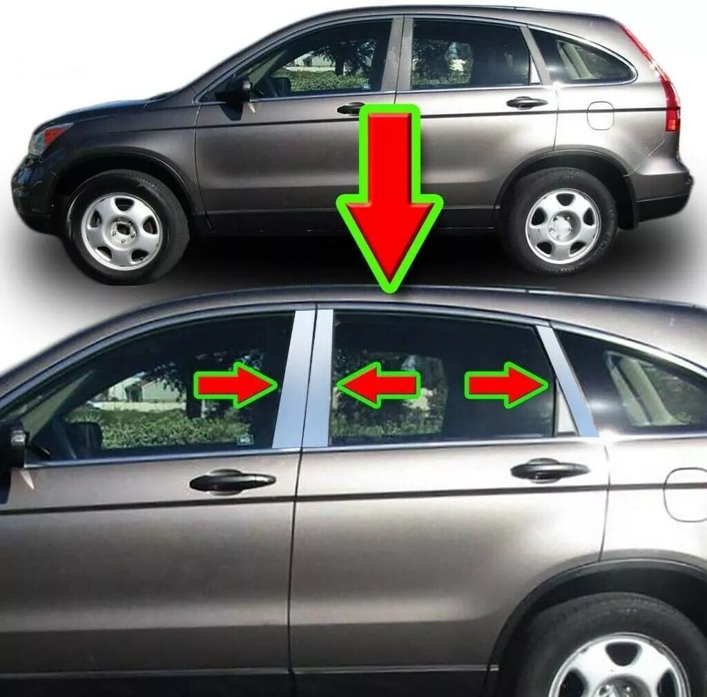 Chrome Door Trim Pillar Posts Mirror Cover Window For Honda CRV CR-V 2007-2011