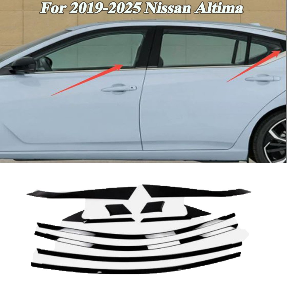 10PCS For 2019-2025 Nissan Altima Black Steel Car Window Molding Strip Trim