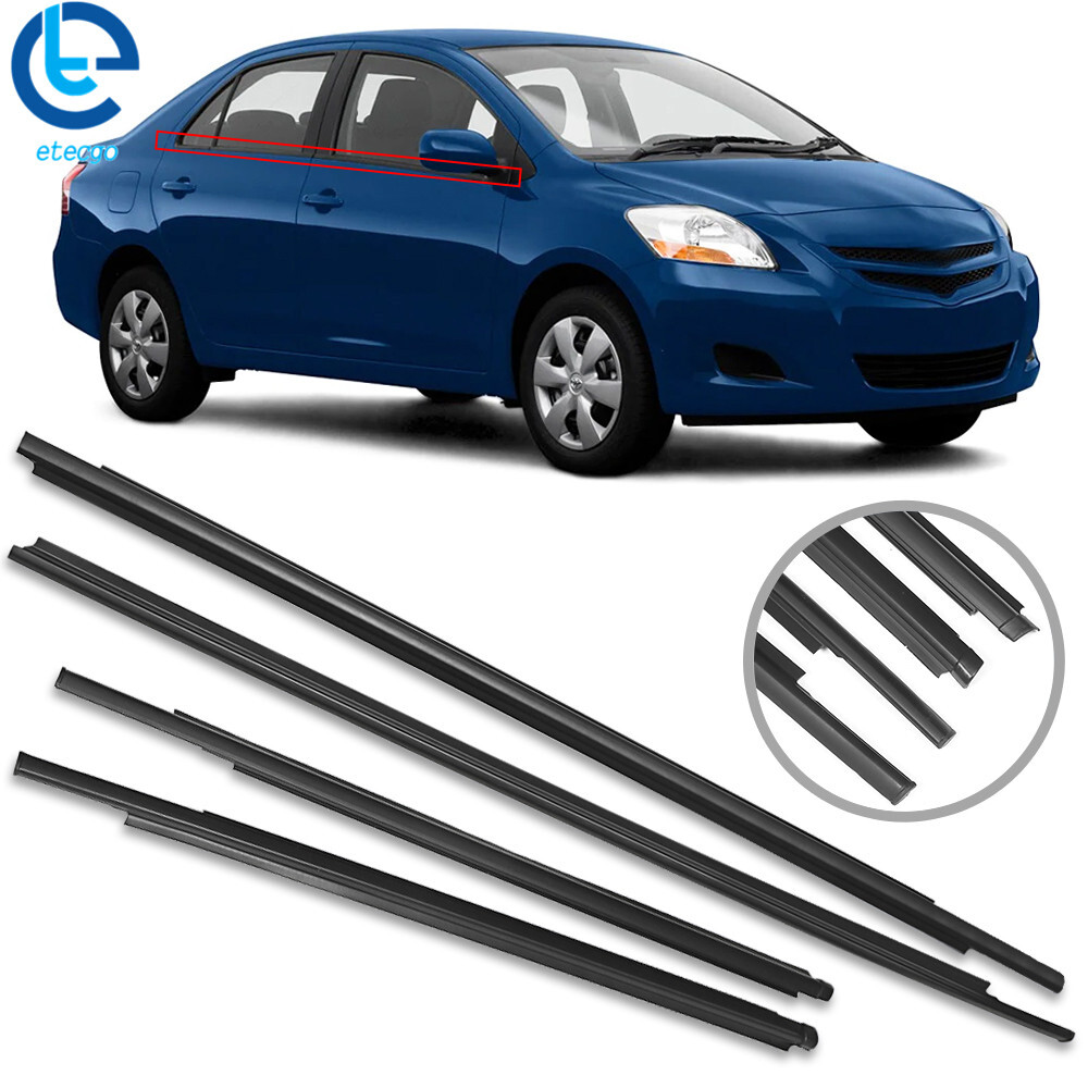For 2007-2016 Toyota Yaris Sedan Set Weatherstrip Window Moulding Trim Seal Belt