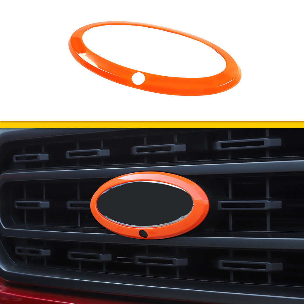 Orange Front Grille Logo Emblem Badge Cover Trim For Ford F150 2021+ With Camera