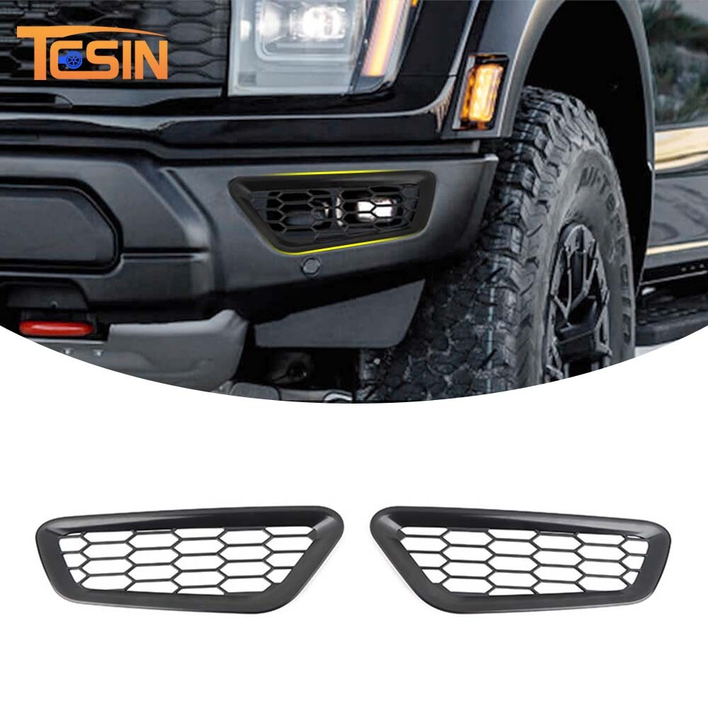 Front Bumper Honeycomb Trim Cover For Ford F150 Raptor 2021-25 Black Accessories