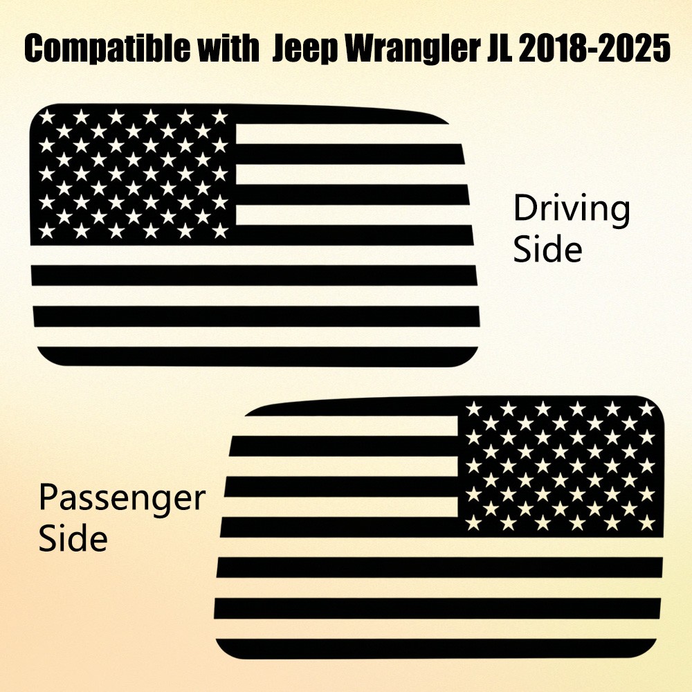 Rear Window American Flag Vinyl Decal Precut For Jeep Wrangler JL JLU 2018-2026