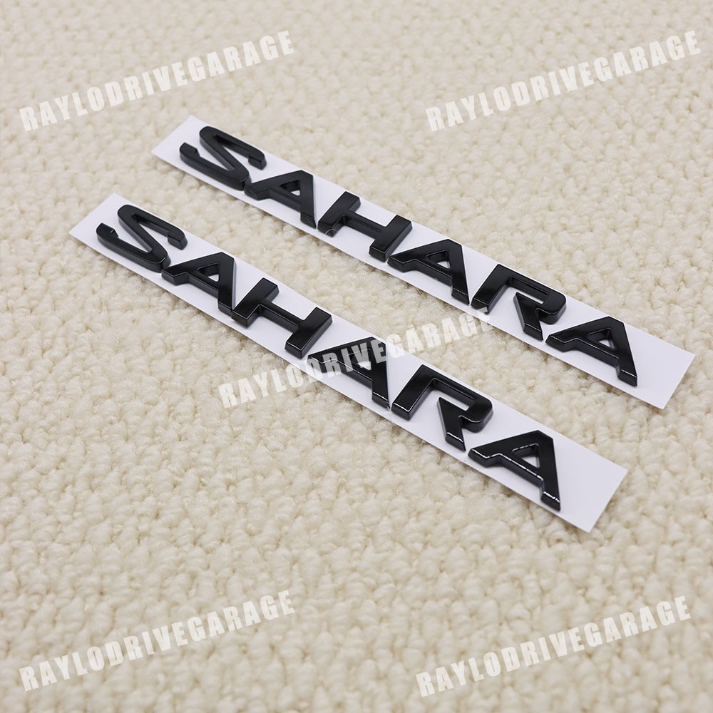 2pcs Matte Black 2018-2025 For Wranger Sahara Letters Fender Side Emblem Badges