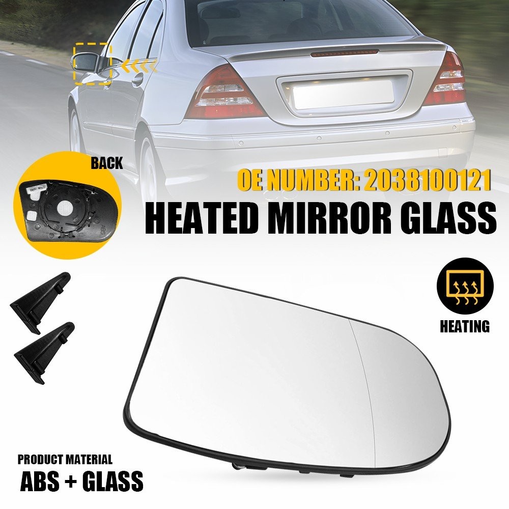 RH LH Heated Wing Mirror Glass w/ Backing for Mercedes-Benz C 230 2002-2007 1/2X